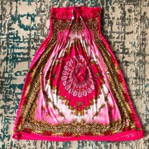 Just Love Boho Pink Handkerchief Neck tie Dress